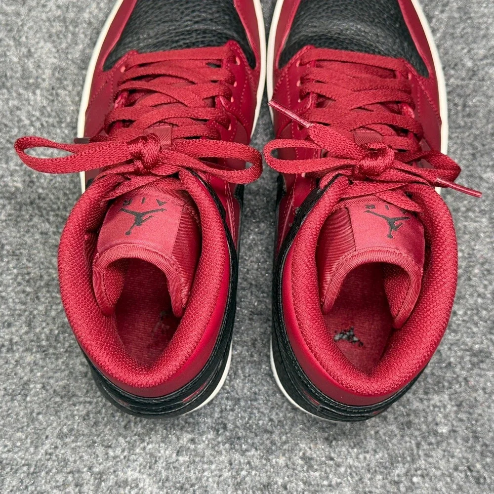 Jordan 1 Retro Mid Shoes Men's 8 Team Red Black Athletic Basketball Sneakers